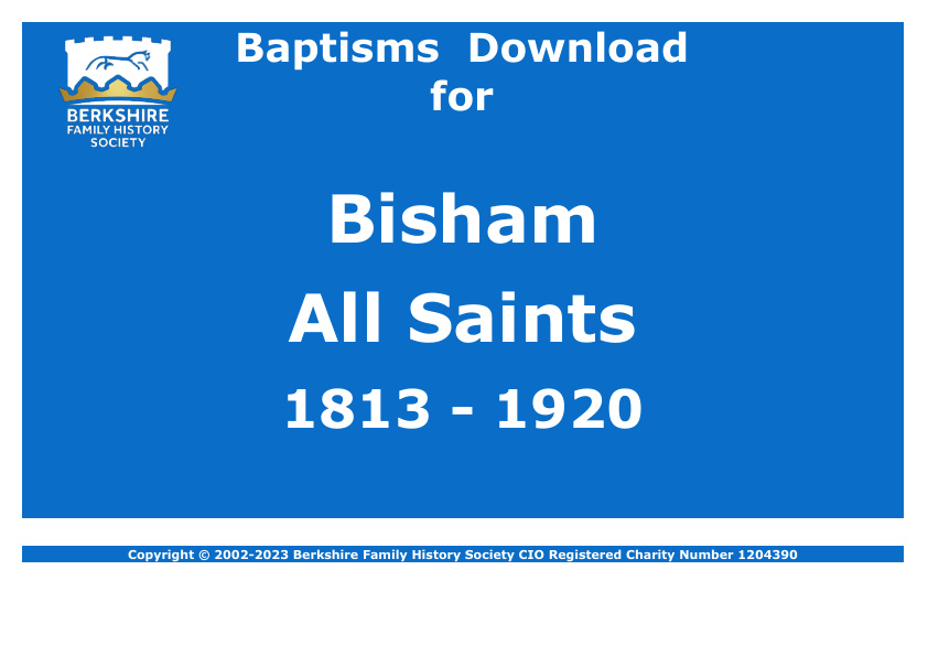 Bisham All Saints Baptisms 1813-1920 Download D1596