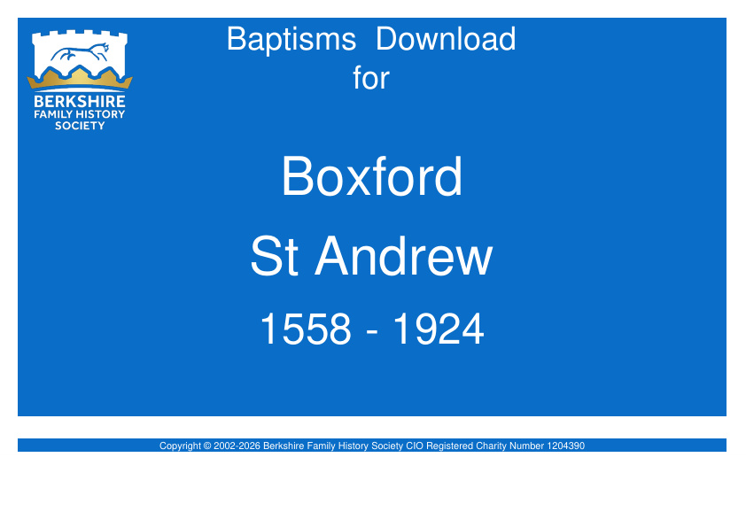 Boxford St Andrew Baptisms 1558-1924 Download D1598
