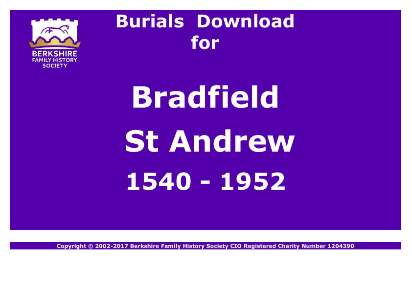 Bradfield St Andrew Burials 1540-1952 Download D1037