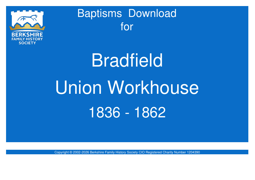 Bradfield Union Workhouse Baptisms 1836-1862 Download D1913