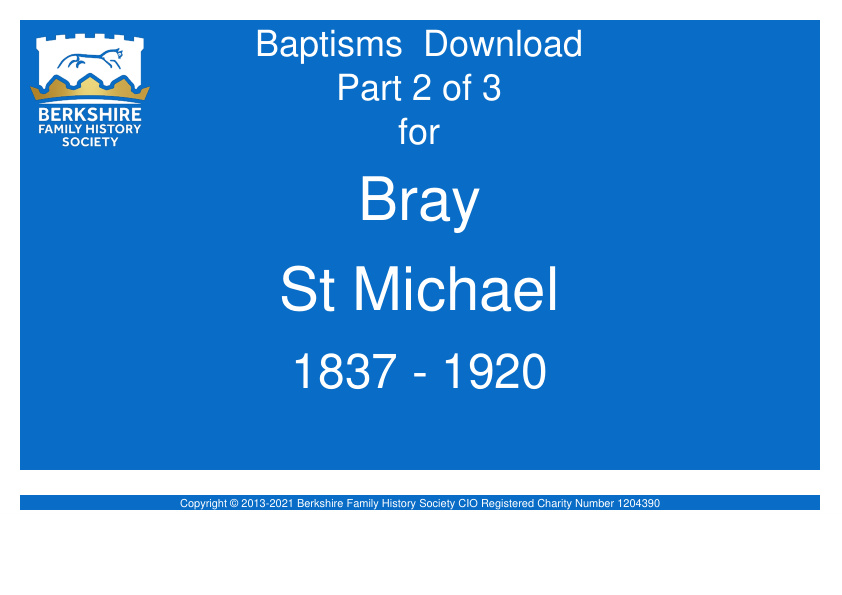 Bray St Michael Baptisms 1837-1920 Download D1733 Part 2 of 3