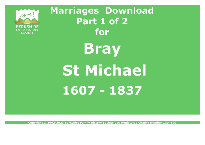 Bray St Michael Marriages 1607-1837 Download D1486 Part 1 of 2