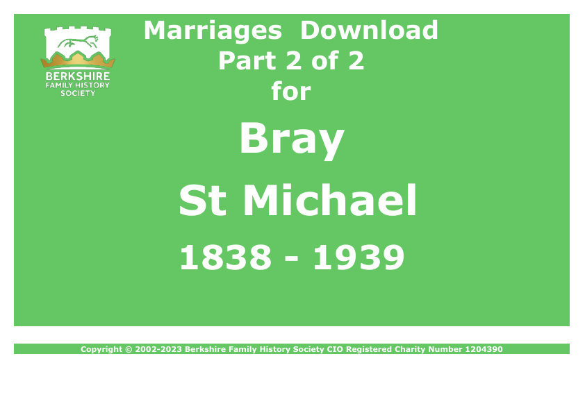 Bray St Michael Marriages 1838-1939 Download D1865 Part 2 of 2