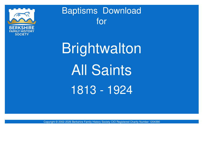 Brightwalton All Saints Baptisms 1813-1924 Download D1914