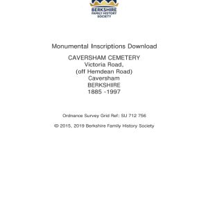 Caversham Hemdean Road Cemetery MIs 1885-1997 Download D1406