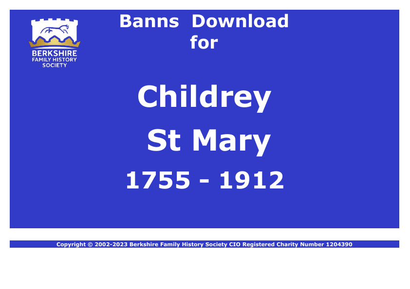 Childrey St Mary Banns 1755-1912 Download D1883