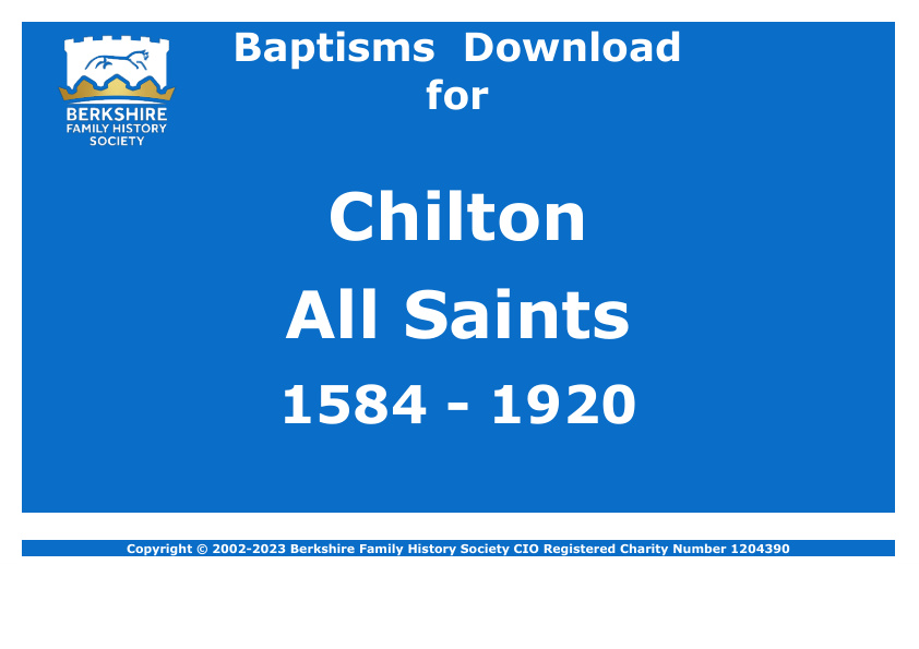 Chilton All Saints Baptisms 1584-1920 Download D1615