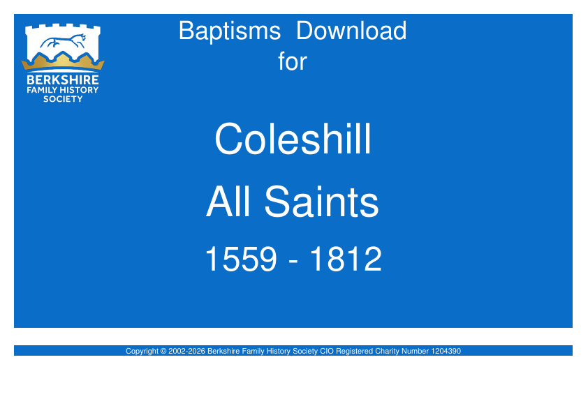 Coleshill All Saints Baptisms 1559-1812 Download D1618