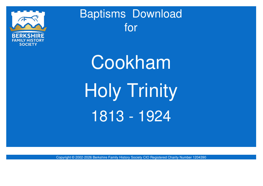 Cookham Holy Trinity Baptisms 1813-1924 Download D1917