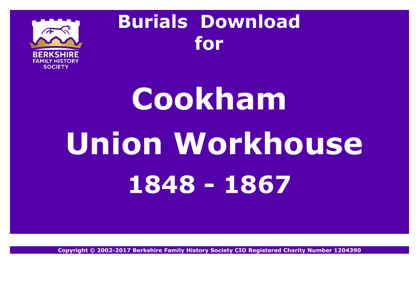Cookham Union Workhouse Burials 1848-1867 Download D1805