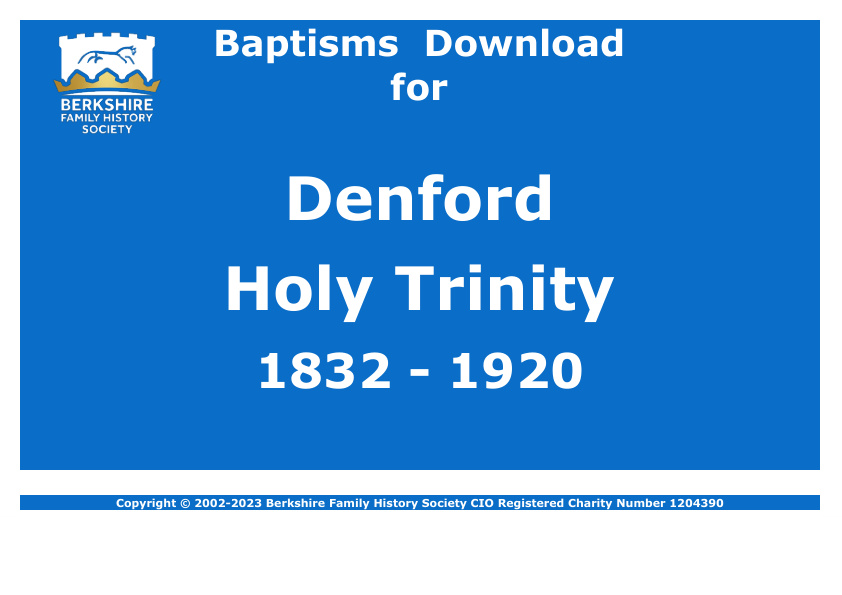 Denford Holy Trinity Baptisms 1832-1920 Download D1624