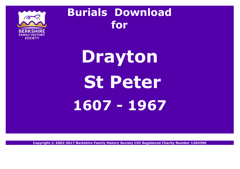 Drayton St Peter Burials 1607-1967 Download D1074