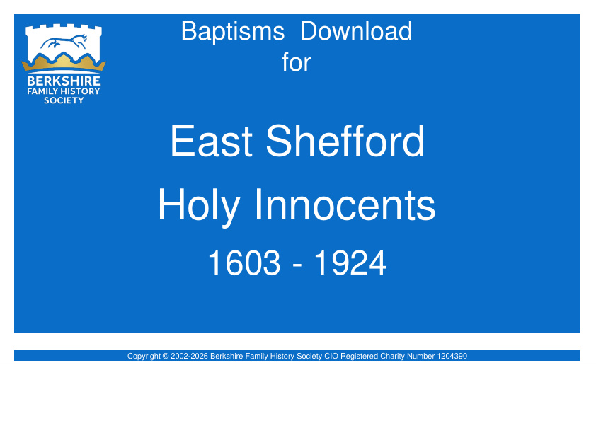 East Shefford Holy Innocents Baptisms 1603-1924 Download D1629
