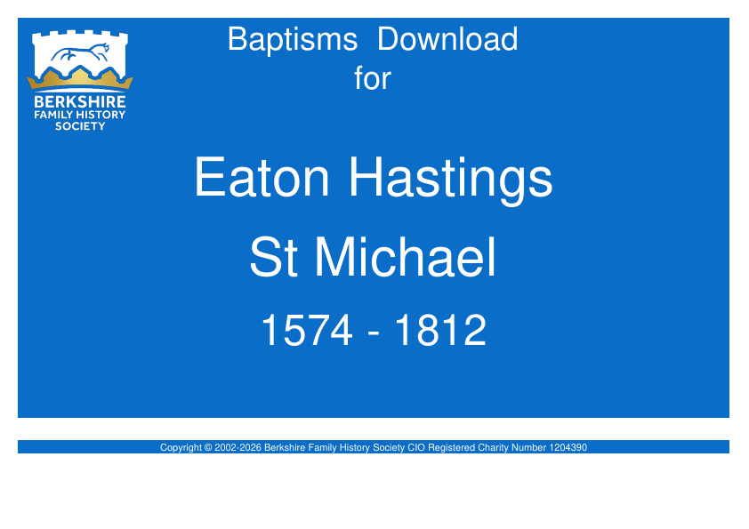 Eaton Hastings St Michael Baptisms 1574-1812 Download D1633