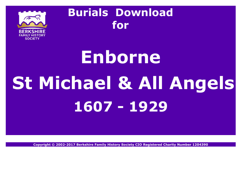 Enborne St Michael Burials 1607-1929 Download D1085