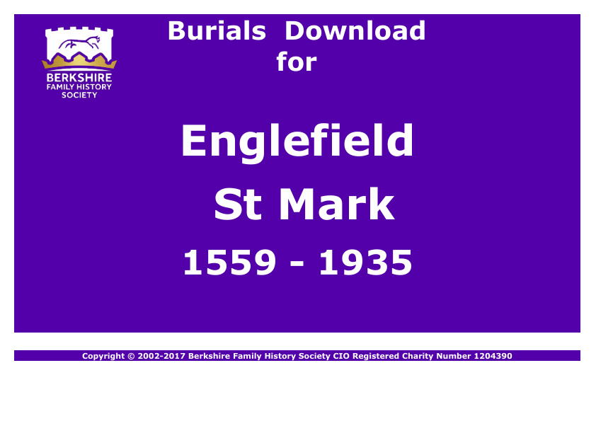 Englefield St Mark Burials 1559-1935 Download D1086