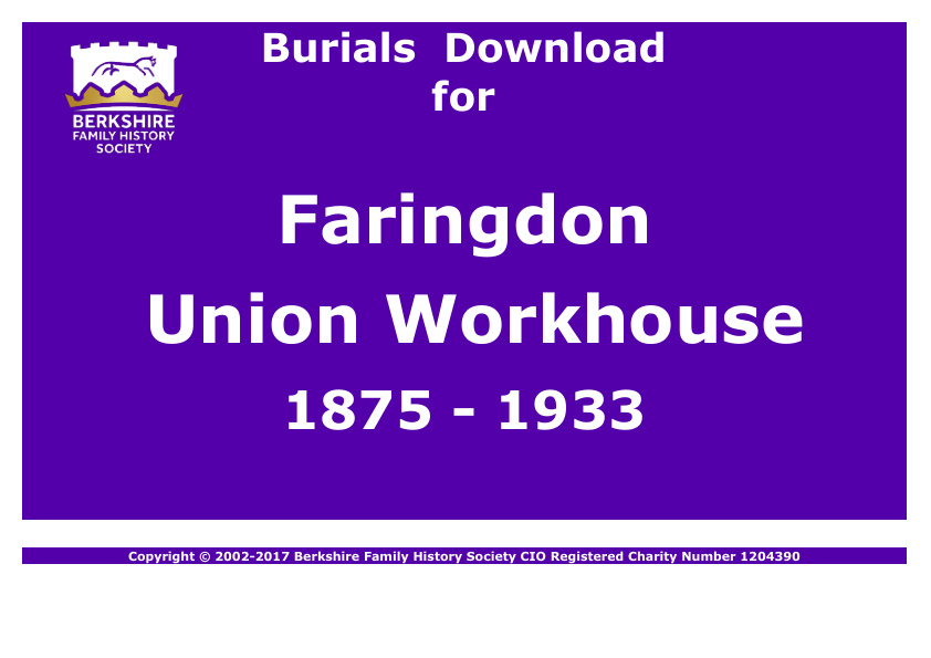 Faringdon Union Workhouse Burials 1875-1933 Download D1089