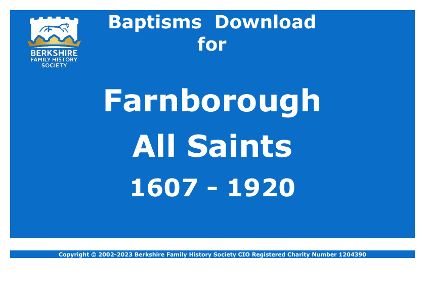 Farnborough All Saints Baptisms 1607-1920 Download D1636