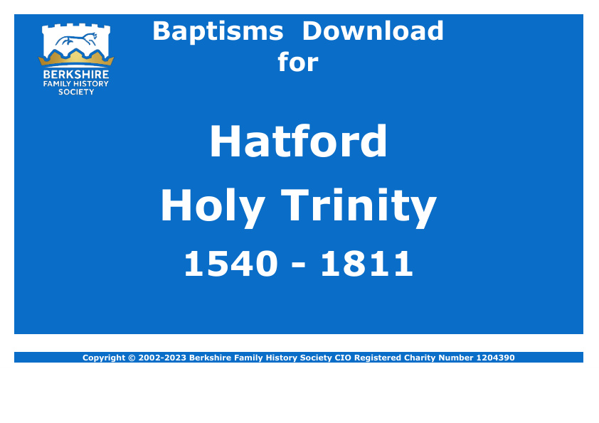 Hatford Holy Trinity Baptisms 1540-1811 Download D1644