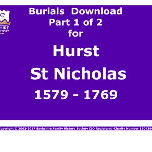 Hurst St Nicholas Burials 1579-1769 Download D1286 Part 1 of 2