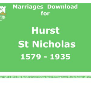 Hurst St Nicholas Marriages 1579-1935 Download D1537