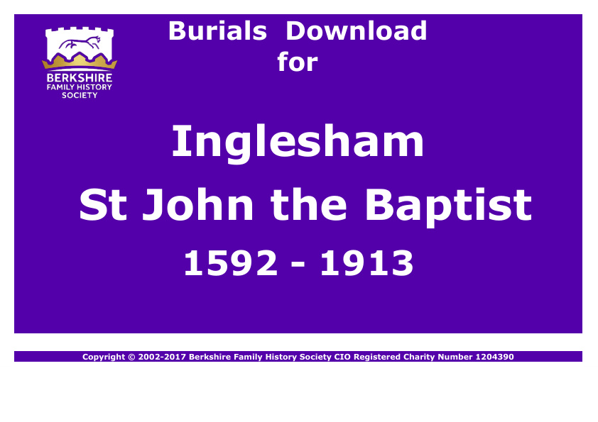 Inglesham St John the Baptist Burials 1592-1913 Download D1812