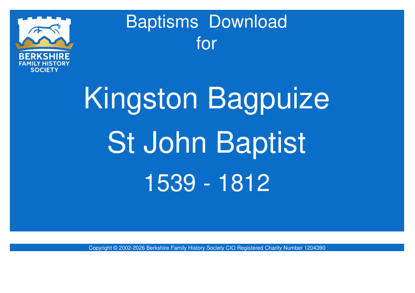 Kingston Bagpuize St John Baptist Baptisms 1539-1812 Download D1647