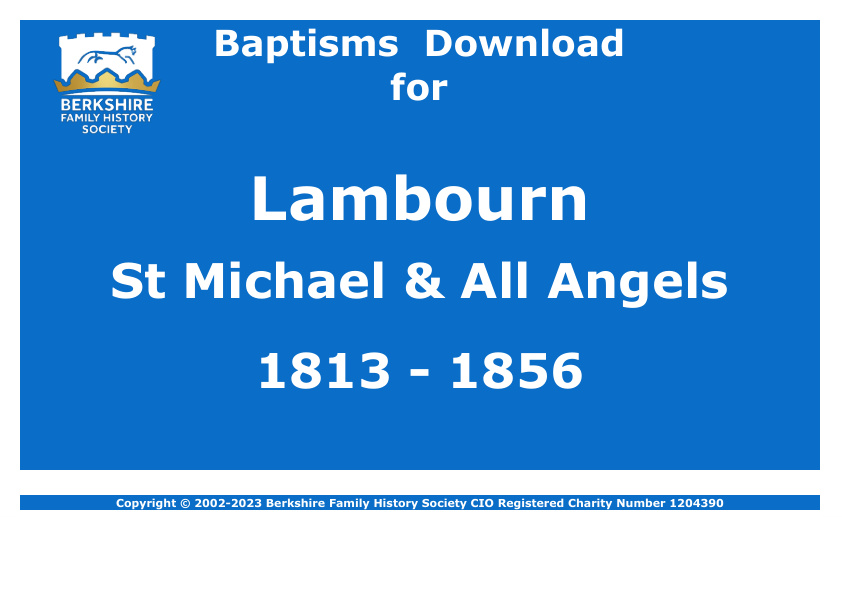 Lambourn St Michael & All Angels Baptisms 1813-1856 Download D1649