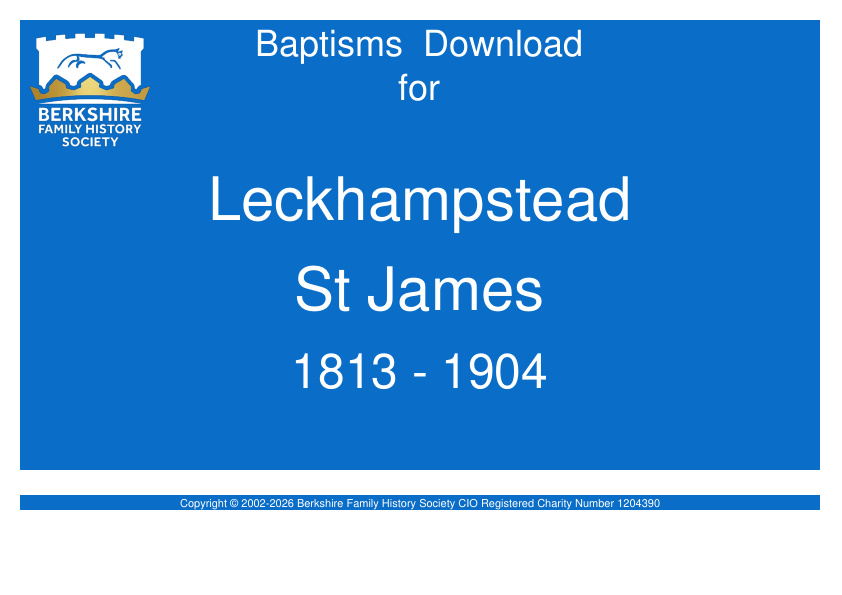 Leckhampstead St James Baptisms 1813-1904 Download D1926