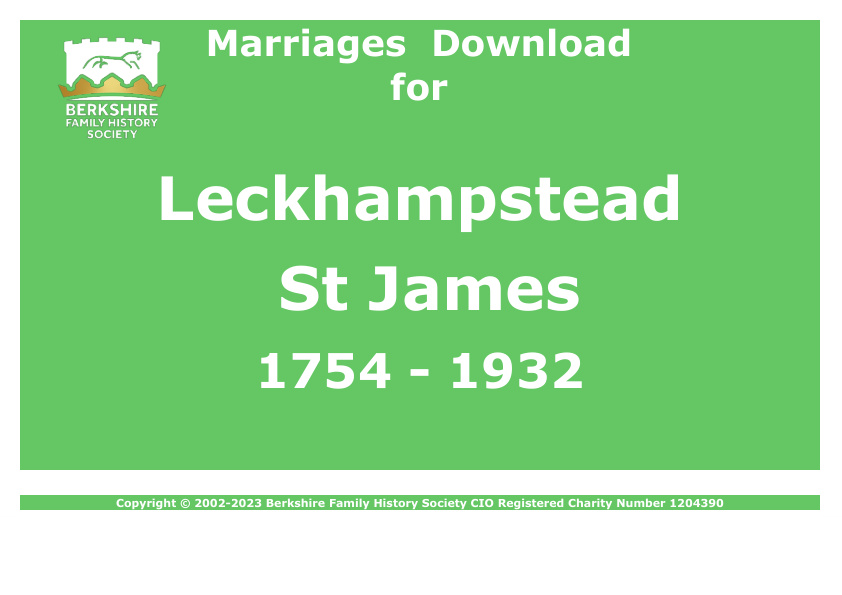 Leckhampstead St James Marriages 1754-1932 Download D1546