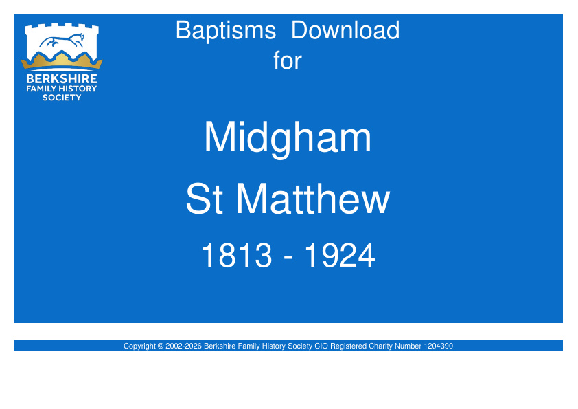 Midgham St Matthew Baptisms 1813-1924 Download D1927