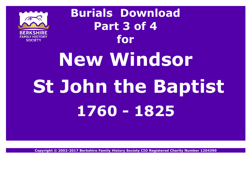 New Windsor St John the Baptist Burials 1760-1825 Download D1294 Part 3 of 4