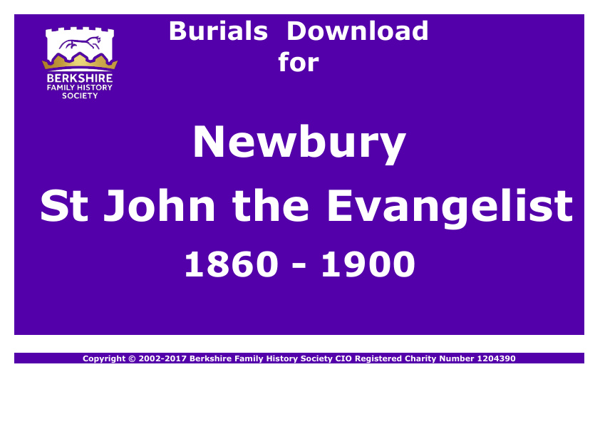 Newbury St John the Evangelist Burials 1860-1900 Download D1151