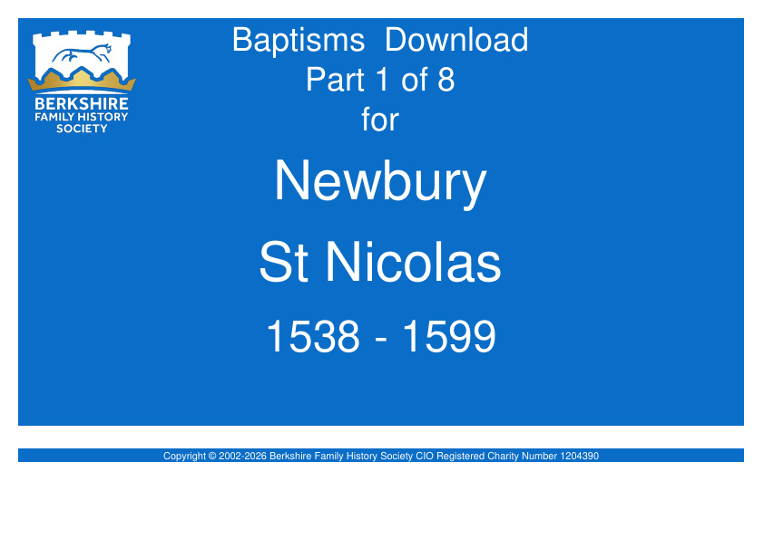 Newbury St Nicolas Baptisms 1538-1599 Download D1663 Part 1 of 8