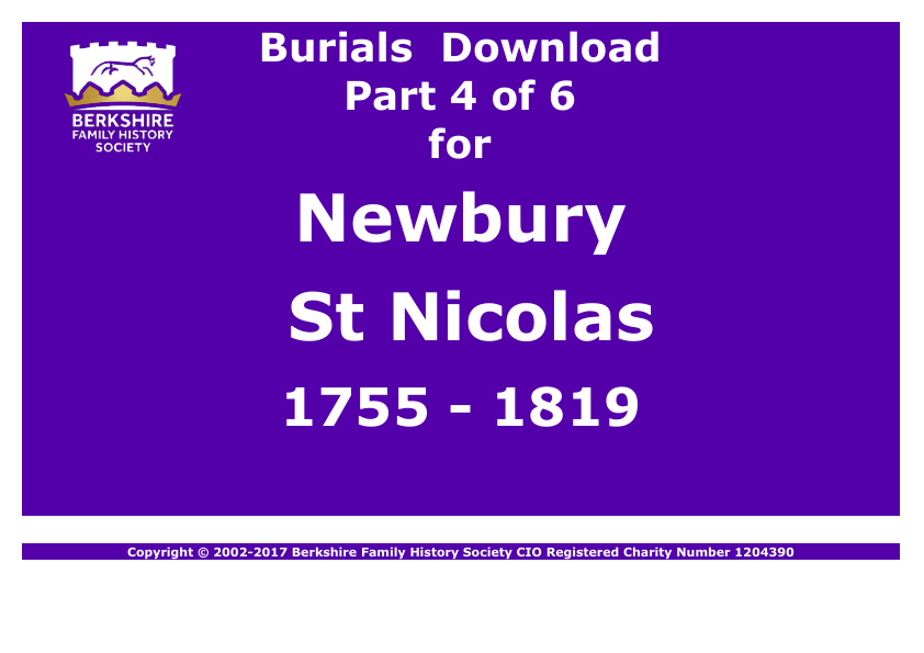 Newbury St Nicolas Burials 1755-1819 Download D1303 Part 4 of 6