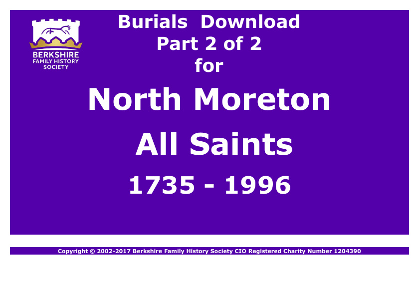 North Moreton All Saints Burials 1735-1996 Download D1829 Part 2 of 2