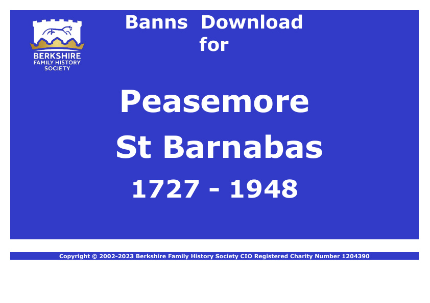 Peasemore St Barnabas Banns 1727-1948 Download D1891