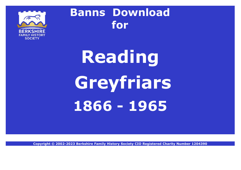Reading Greyfriars Banns 1866-1965 Download D1894