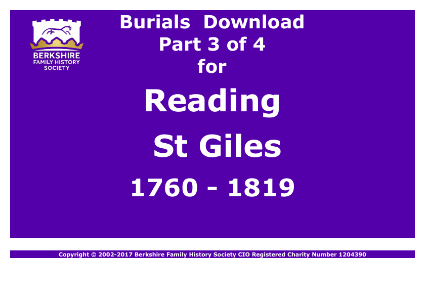 Reading St Giles Burials 1760-1819 Download D1330 Part 3 of 4