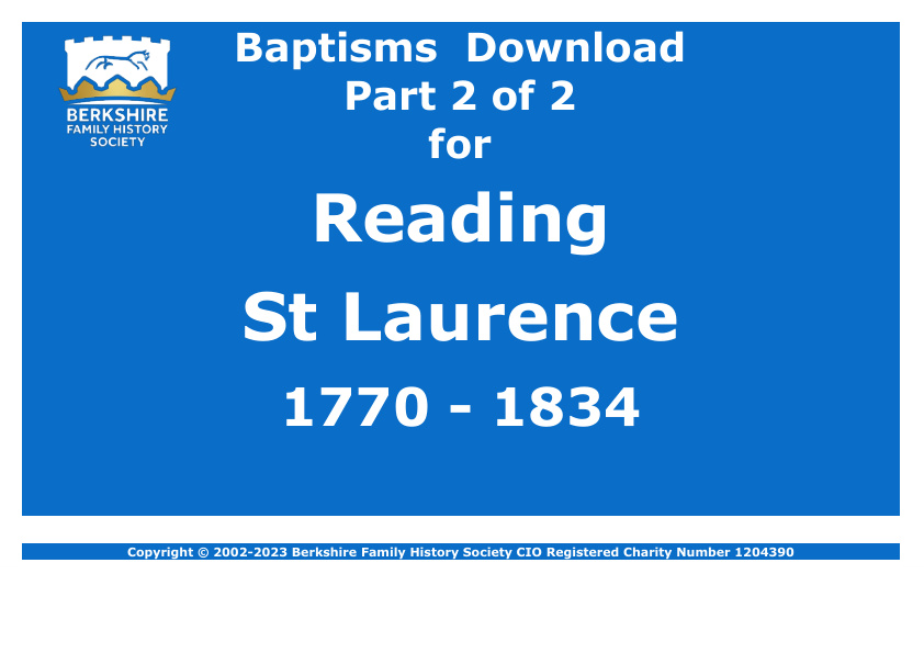 Reading St Laurence Baptisms 1770-1834 Download D1739 Part 2 of 4