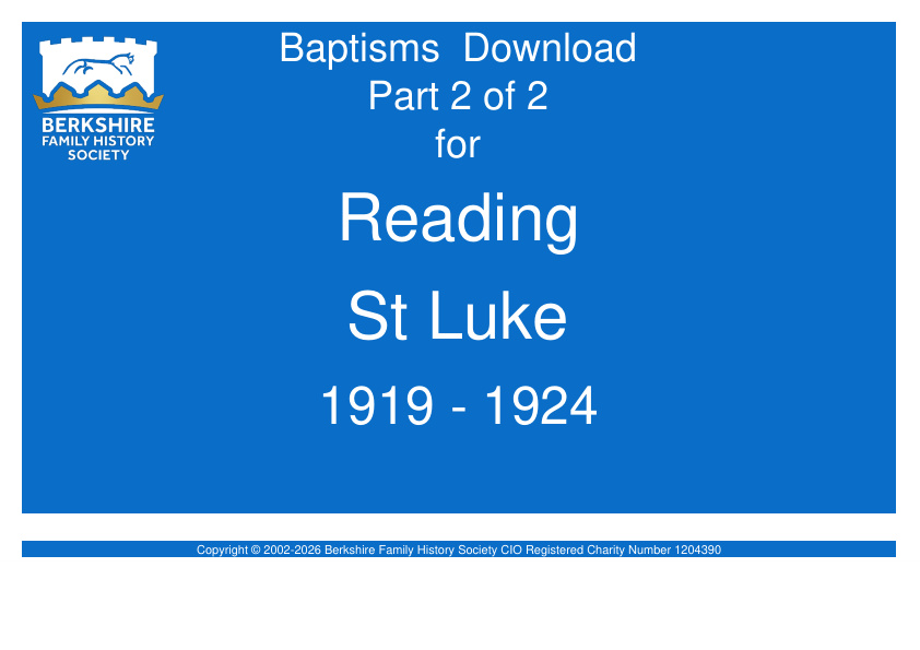 Reading St Luke Baptisms 1919-1924 Download D1944 Part 2 of 2