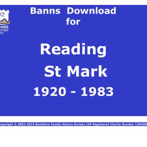 Reading St Mark Banns 1920-1983 Download D1898