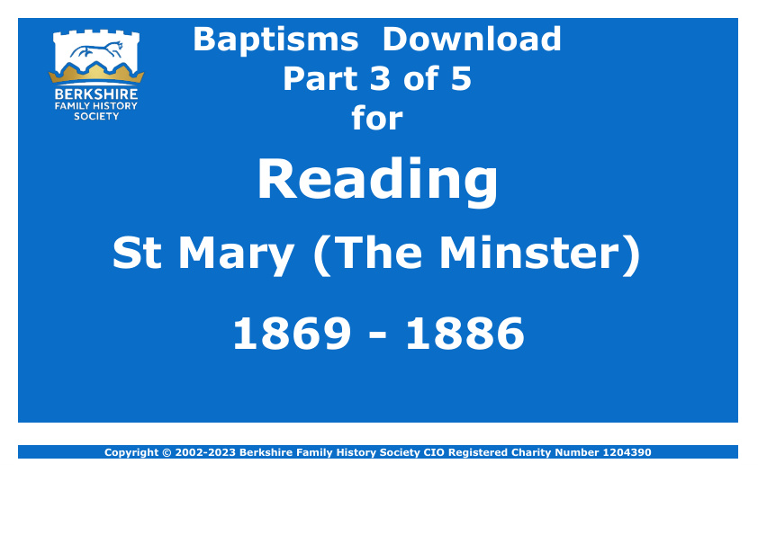 Reading St Mary The Minster Baptisms 1869-1886 Download D1741 Part 3 of 5
