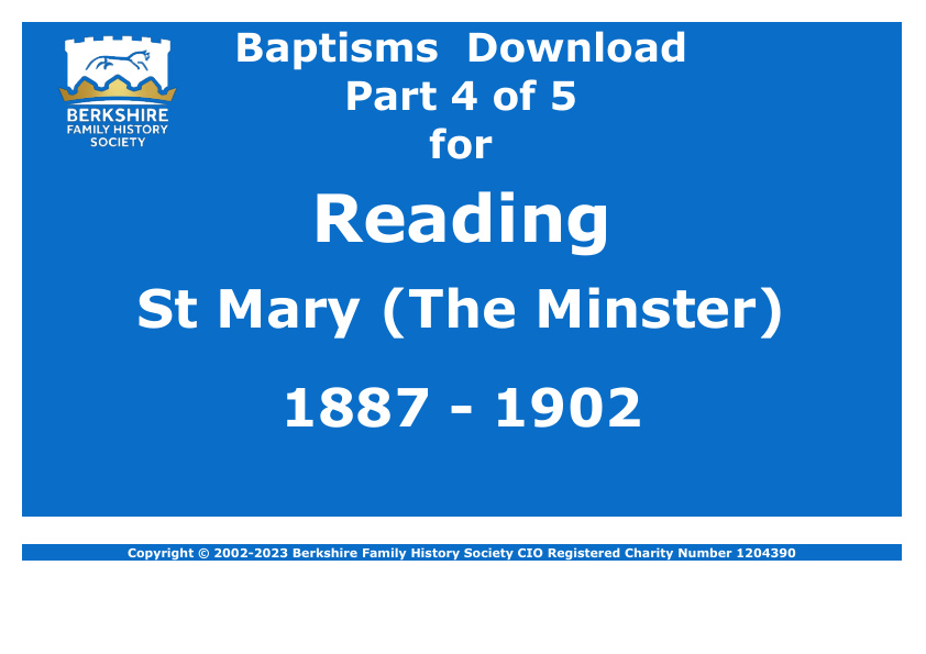 Reading St Mary The Minster Baptisms 1887-1902 Download D1742 Part 4 of 5