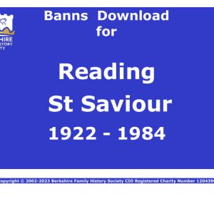 Reading St Saviour Banns 1922-1984 Download D1902