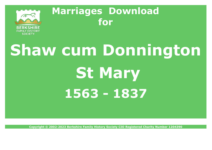 Shaw cum Donnington St Mary Marriages 1563-1837 Download D1368