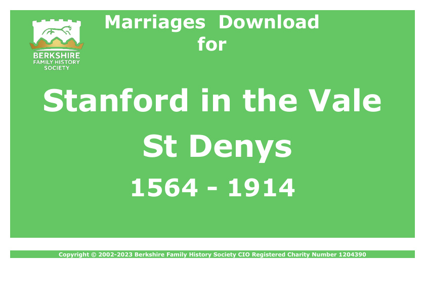Stanford in the Vale St Denys Marriages 1564-1914 Download D1386