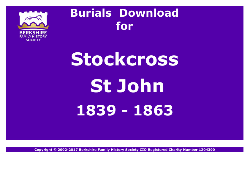 Stockcross St John Burials 1839-1863 Download D1205