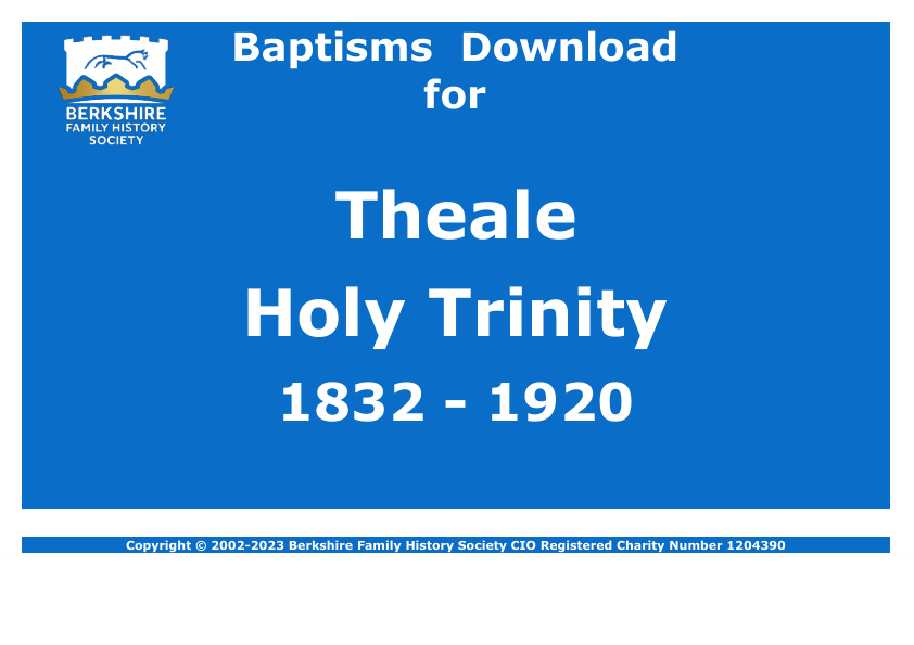 Theale Holy Trinity Baptisms 1832-1920 Download D1703