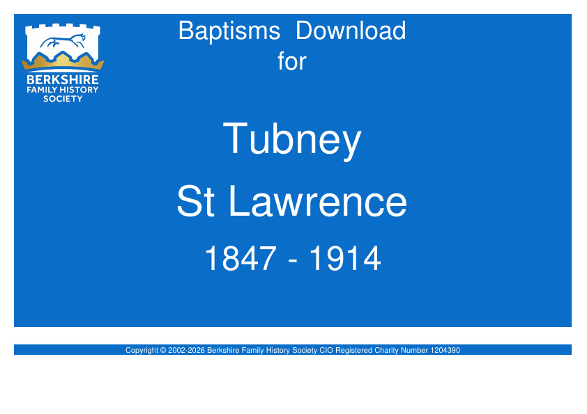 Tubney St Lawrence Baptisms 1847-1914 Download D1934